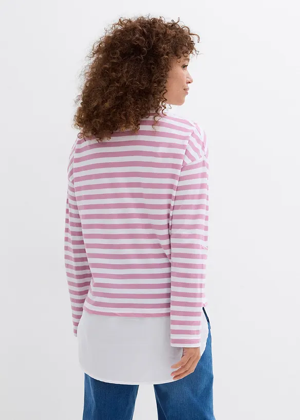 Sweatshirt med skjorteinnfelling, bonprix