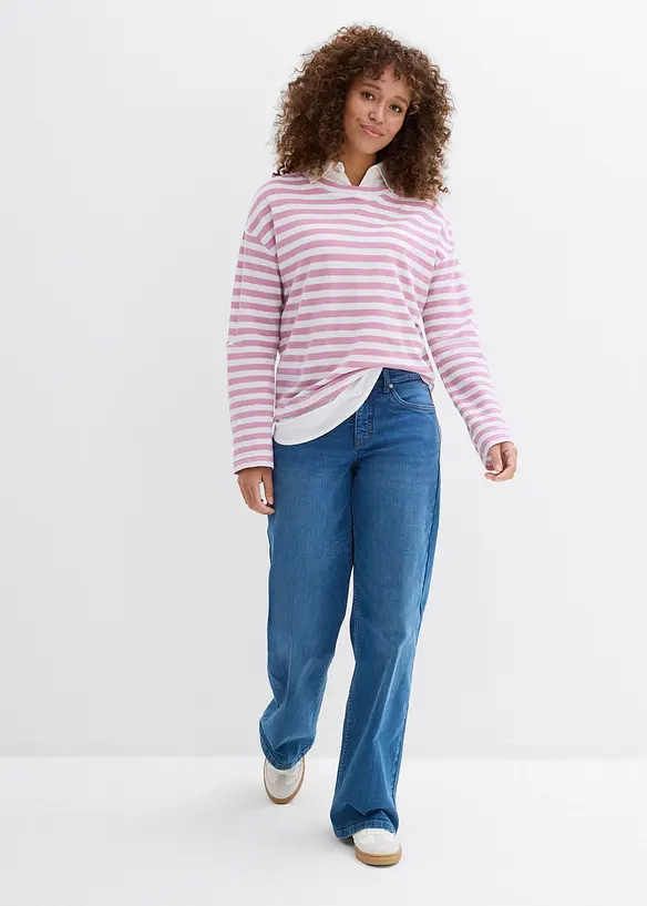 Sweatshirt med skjorteinnfelling, bonprix