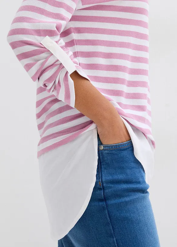 Sweatshirt med skjorteinnfelling, bonprix