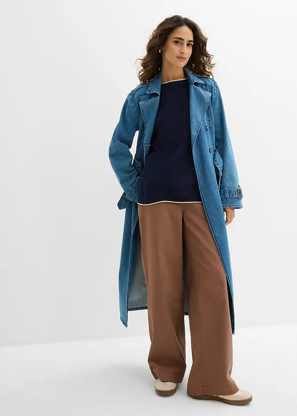 Finstrikket genser i bomullsmiks, bonprix