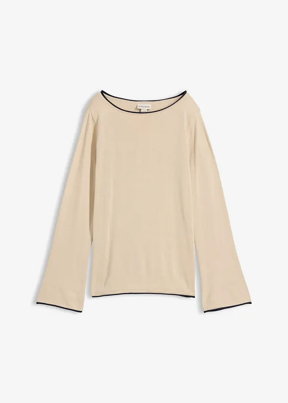 Finstrikket genser i bomullsmiks, bonprix