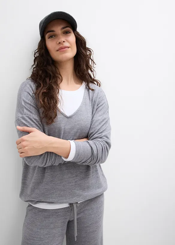 Oversized sweatshirt i strikket stil, bonprix