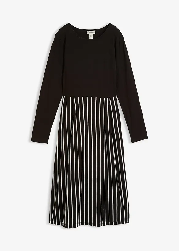 Trikotkjole i bomull, midi-lengde, bonprix