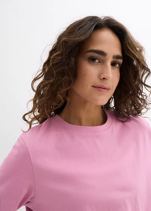 Lang topp i 100% &oslash;kologisk bomull (2-pack), bonprix