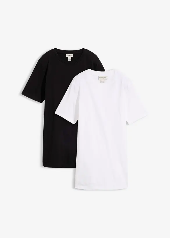 Lang topp i 100% &oslash;kologisk bomull (2-pack), bonprix