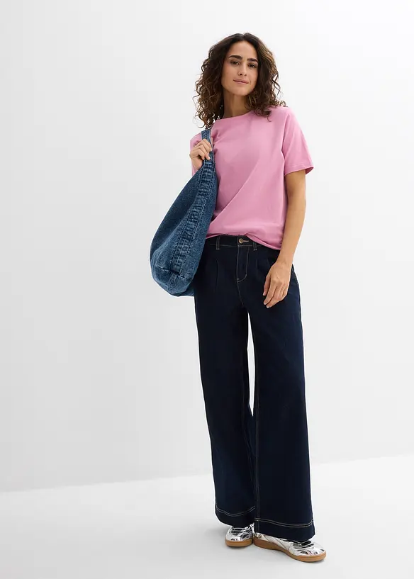 Lang topp i 100% &oslash;kologisk bomull (2-pack), bonprix