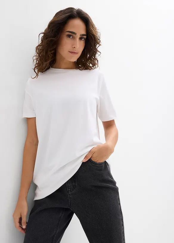 Lang topp i 100% &oslash;kologisk bomull (2-pack), bonprix