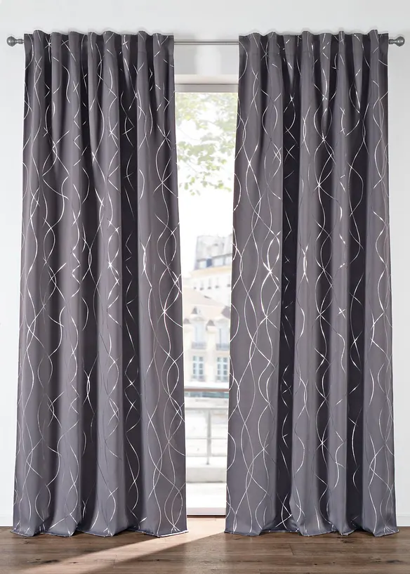 M&oslash;rkleggingsgardin med glans, f&aring;s ogs&aring; i ekstra lang (1-pack), bonprix