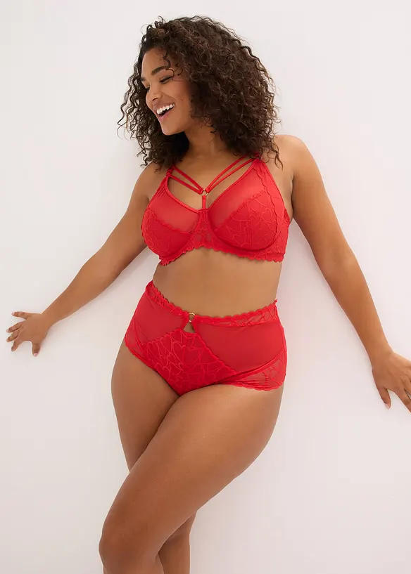 Truse med h&oslash;y midje og hjerteblonder, bonprix