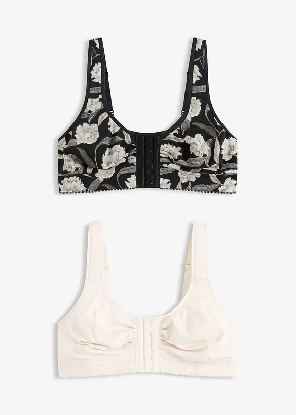 BH uten b&oslash;yle med lukning foran, med &oslash;kologisk bomull (2-pack), bonprix