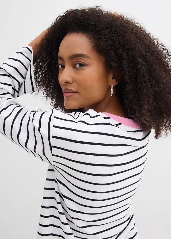 Oversized topp i 100% &oslash;kologisk bomull med lange ermer, bonprix