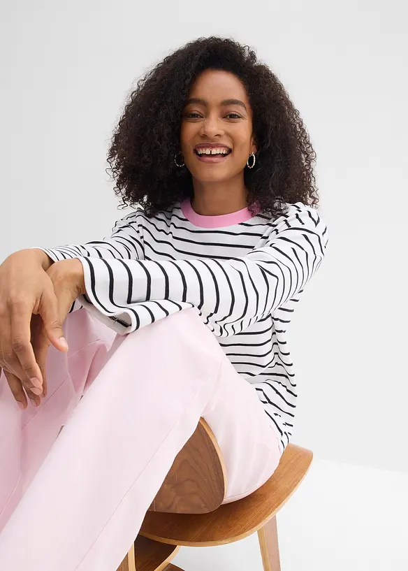 Oversized topp i 100% &oslash;kologisk bomull med lange ermer, bonprix