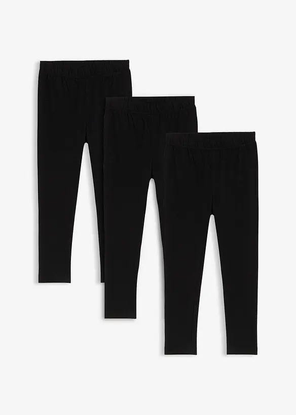 Leggings i elastisk, &oslash;kologisk bomullsmiks (3-pack), bonprix