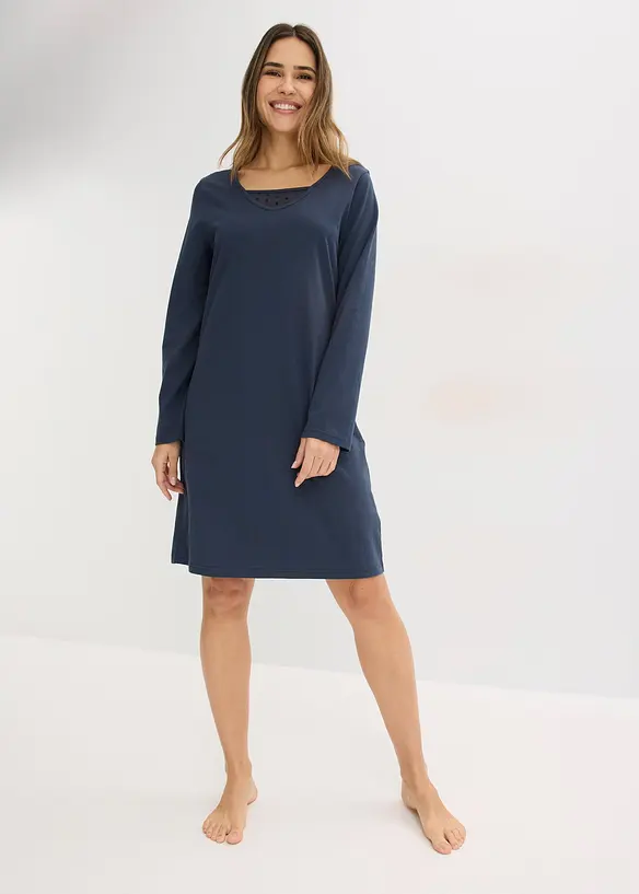 Nattskjorte av myk bomull, bonprix