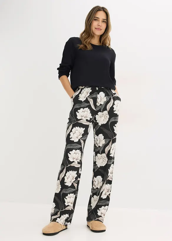 Pyjamas med viskose og vide ben, bonprix
