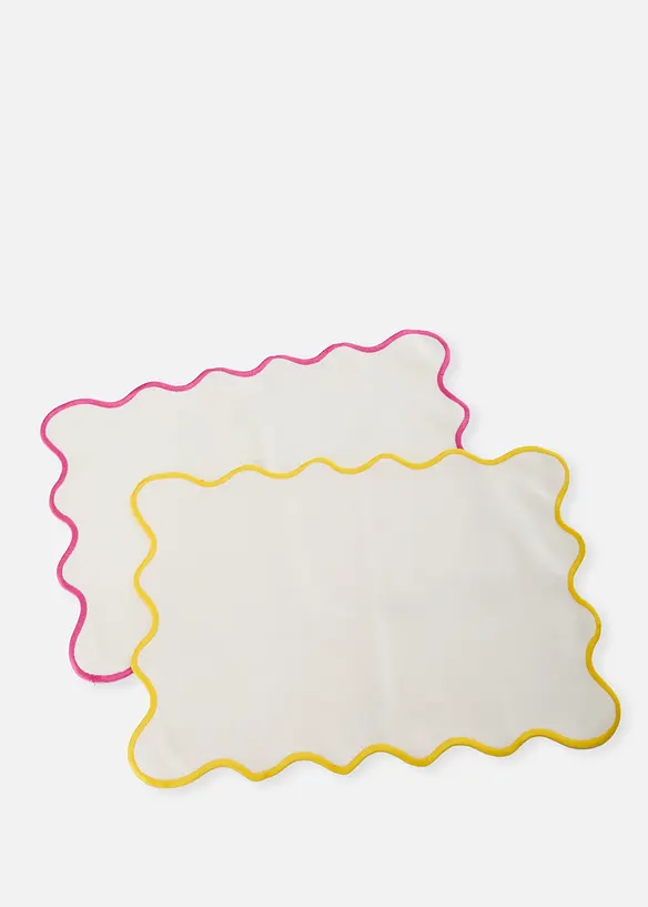 Spisebrikker med b&oslash;lgekanter (2-pack), bonprix