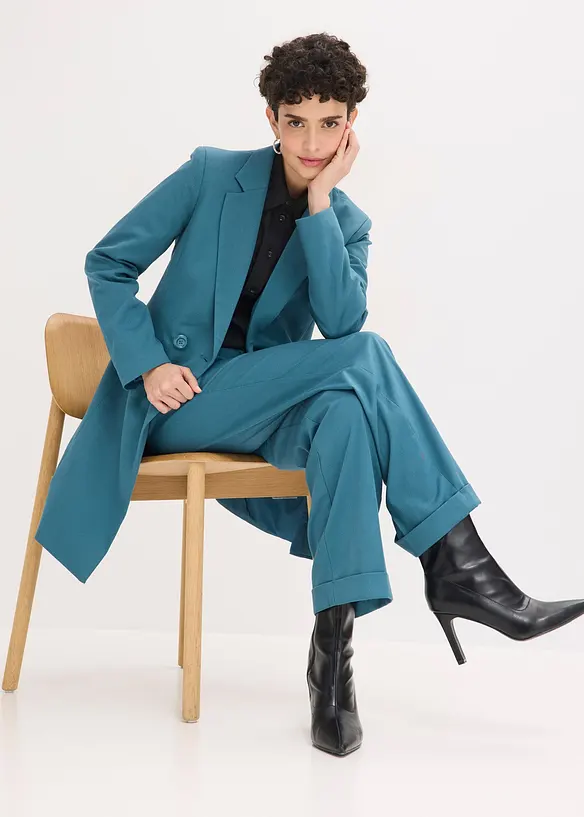 Lang blazer med V-hals, lange ermer, bonprix