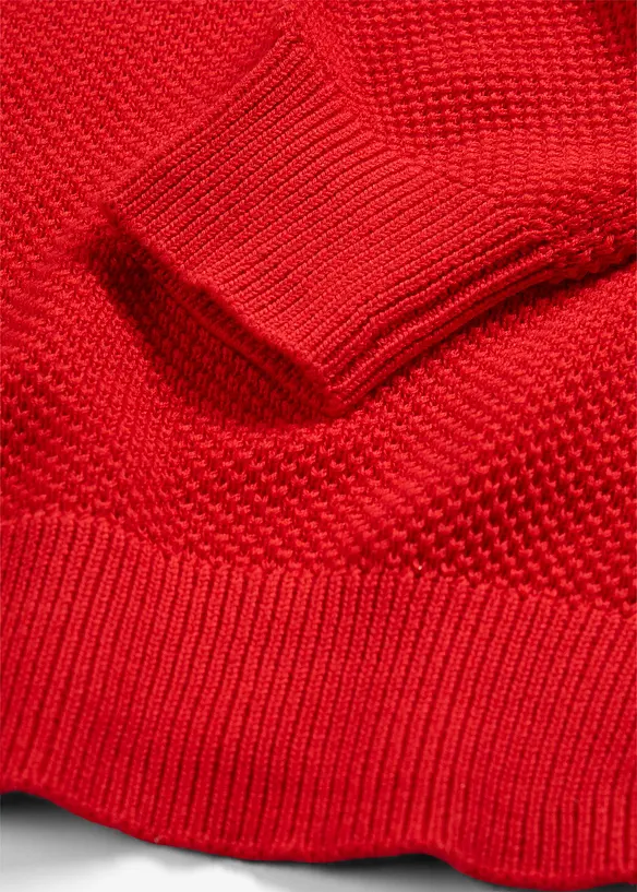 Grovstrikket genser med knappestolpe, bonprix