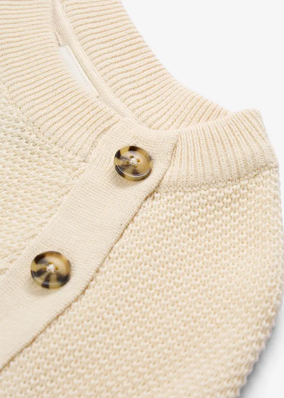 Grovstrikket genser med knappestolpe, bonprix