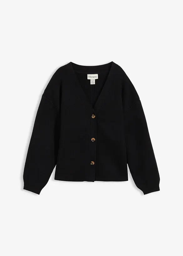 Finstrikket cardigan i bomullsmiks, bonprix