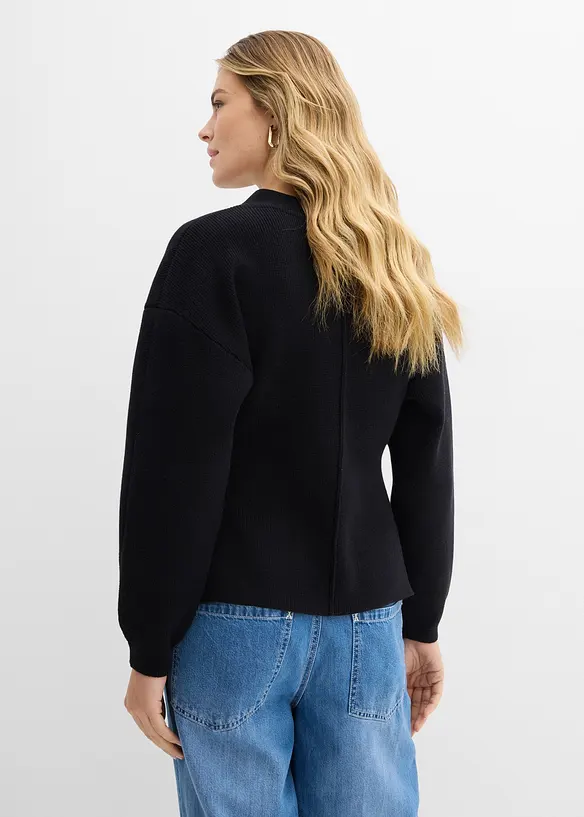 Finstrikket cardigan i bomullsmiks, bonprix