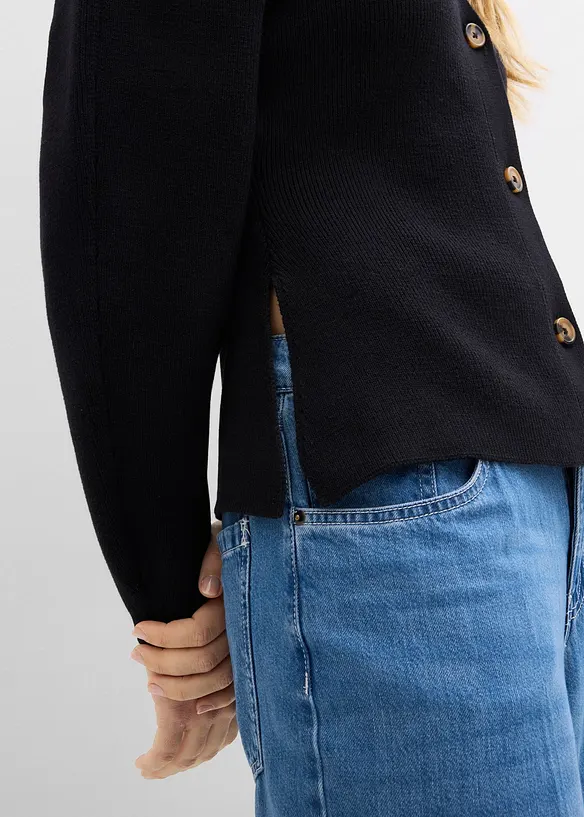Finstrikket cardigan i bomullsmiks, bonprix