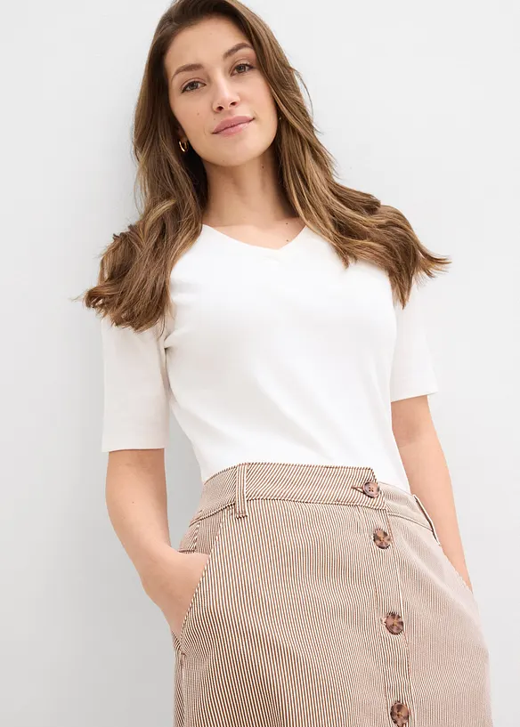 Midiskj&oslash;rt med stripem&oslash;nster og knappestolpe, bonprix