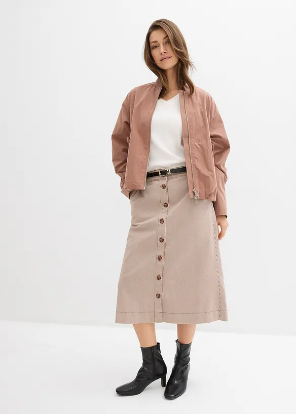 Midiskj&oslash;rt med stripem&oslash;nster og knappestolpe, bonprix