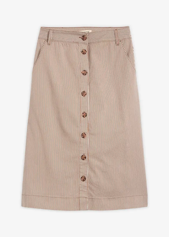 Midiskj&oslash;rt med stripem&oslash;nster og knappestolpe, bonprix