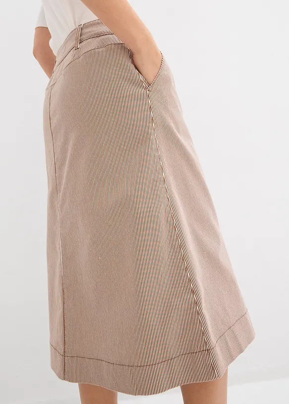 Midiskj&oslash;rt med stripem&oslash;nster og knappestolpe, bonprix