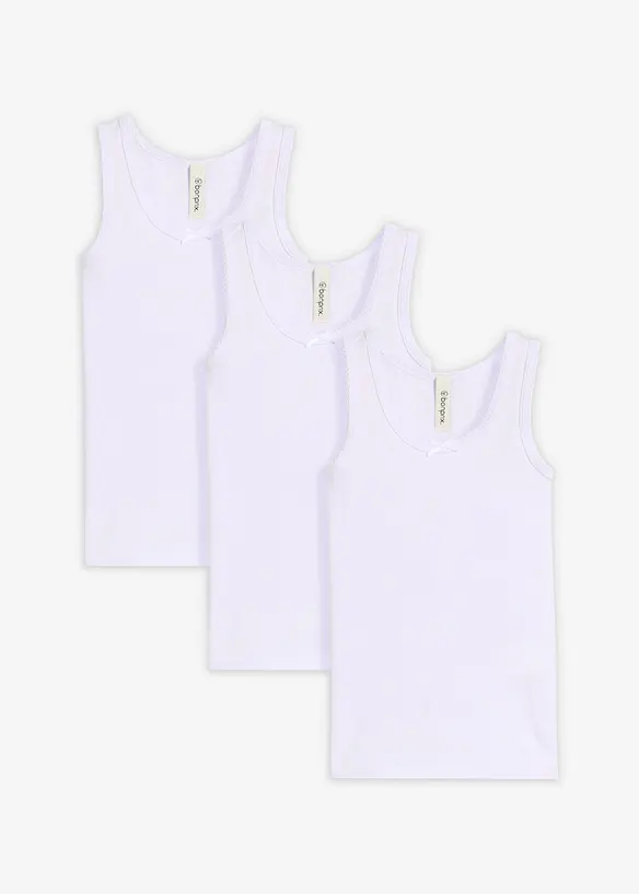 Singlet med myk bomull (3-pack), bonprix