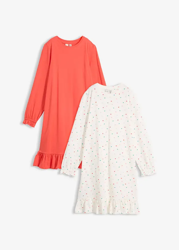 Nattkjole i myk bomull (2-pack), bonprix