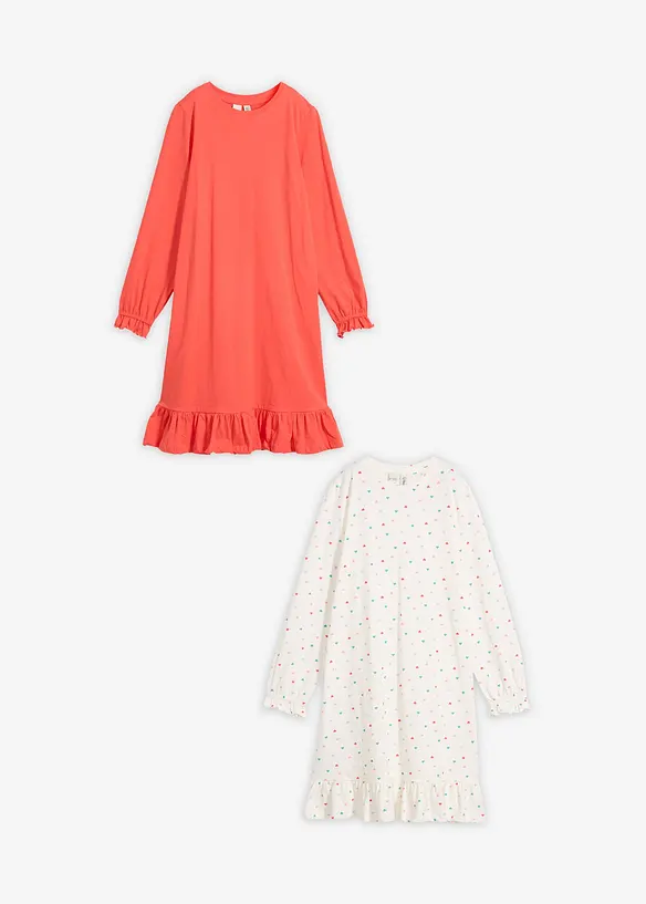 Nattkjole i myk bomull (2-pack), bonprix