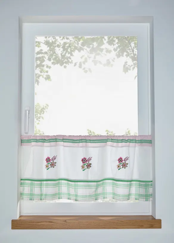 Gardinkappe i &oslash;kologisk bomull med broderi, bonprix