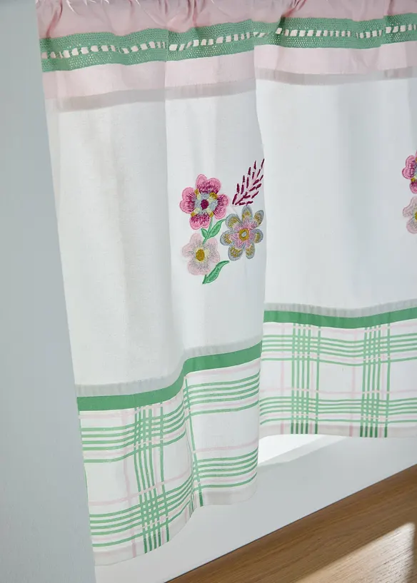 Gardinkappe i &oslash;kologisk bomull med broderi, bonprix