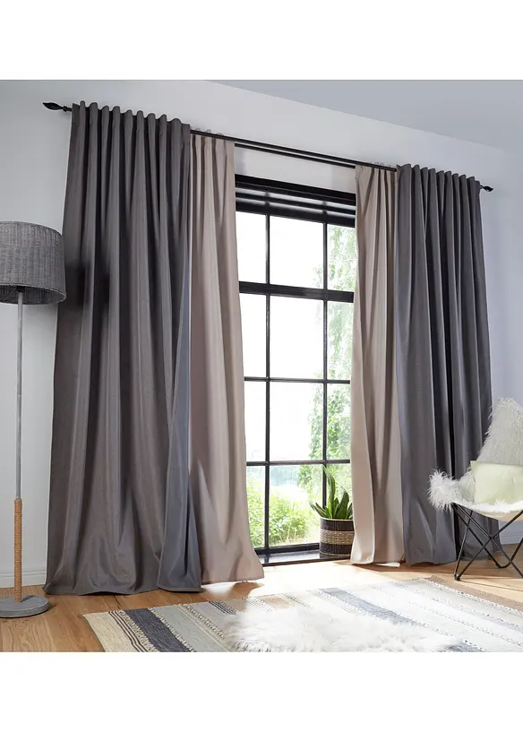 Varmeisolerende gardin med myk fleece p&aring; baksiden, f&aring;s ogs&aring; i ekstra lang (1-pack), bonprix