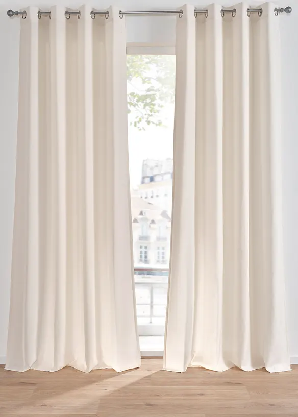 Gardin i linstil med resirkulert polyester (1-pack), bonprix