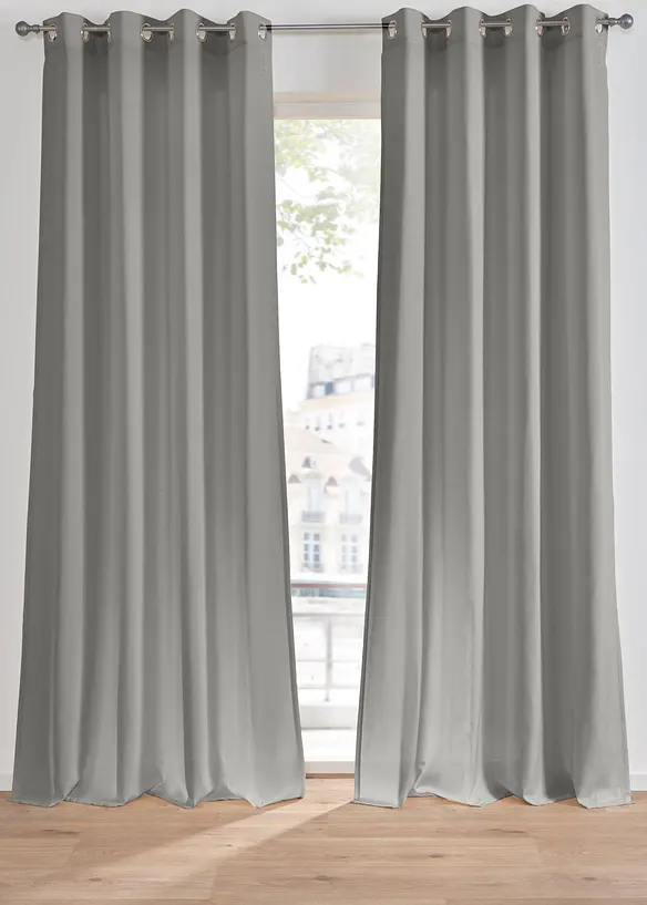 Gardin i linstil med resirkulert polyester (1-pack), bonprix