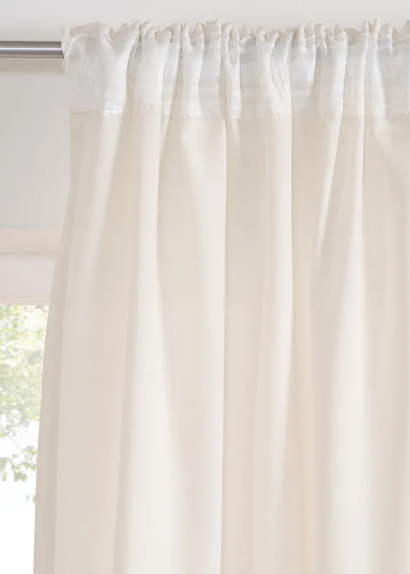 Gardin i linstil med resirkulert polyester (1-pack), bonprix