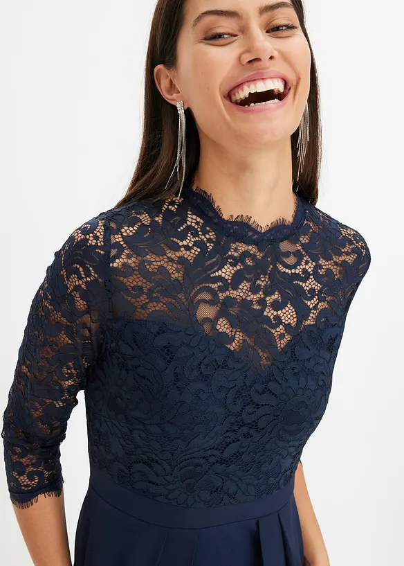 Maxikjole med blonder, bonprix