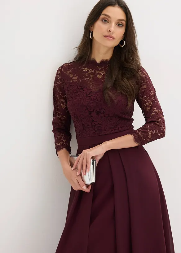 Maxikjole med blonder, bonprix