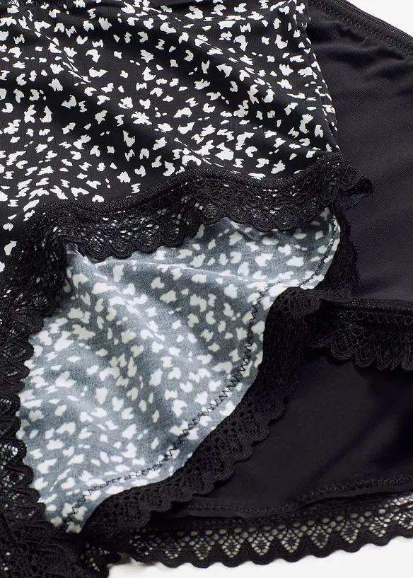 Truse med h&oslash;y midje og blonder (4-pack), bonprix