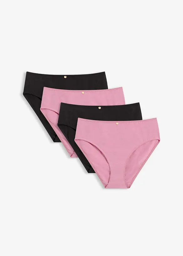 Truse med h&oslash;y midje og blonder (4-pack), bonprix