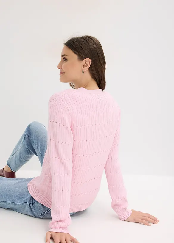 Finstrikket cardigan i viskosemiks, bonprix