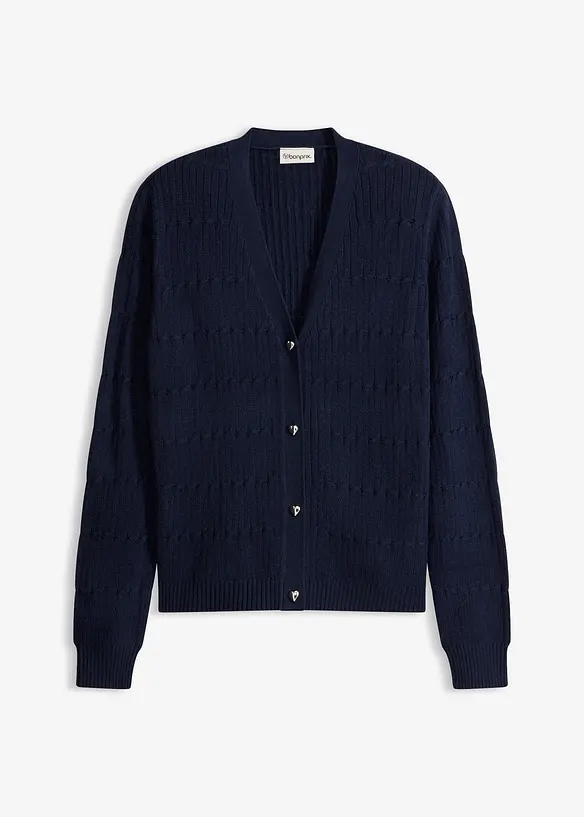 Finstrikket cardigan i viskosemiks, bonprix