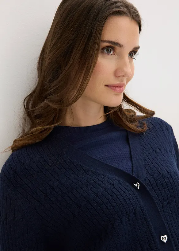 Finstrikket cardigan i viskosemiks, bonprix