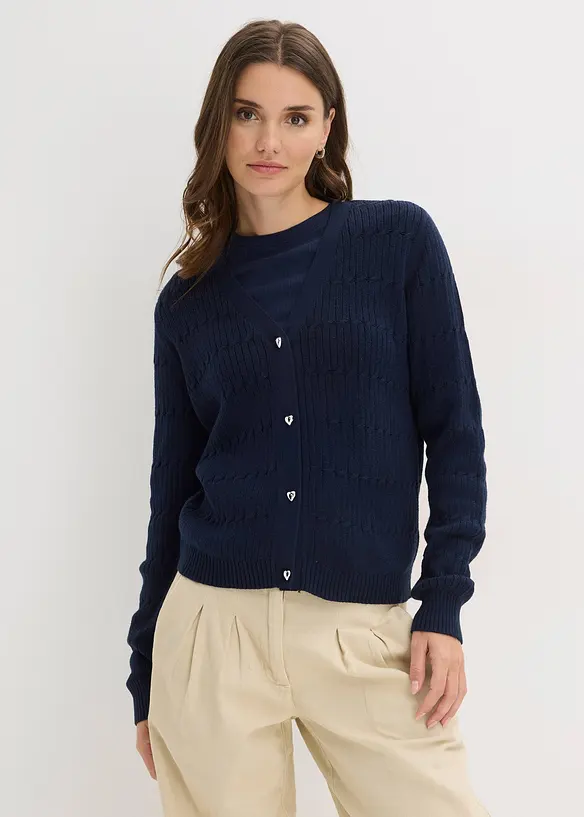 Finstrikket cardigan i viskosemiks, bonprix