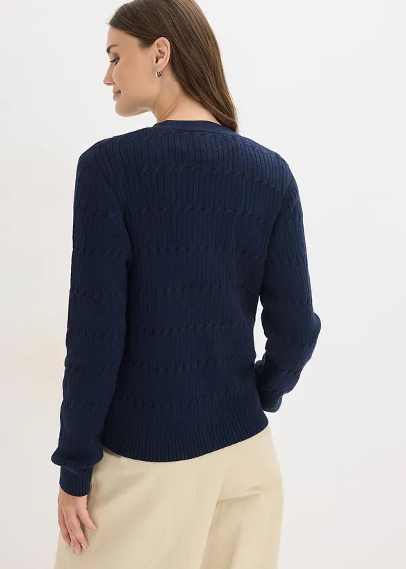 Finstrikket cardigan i viskosemiks, bonprix