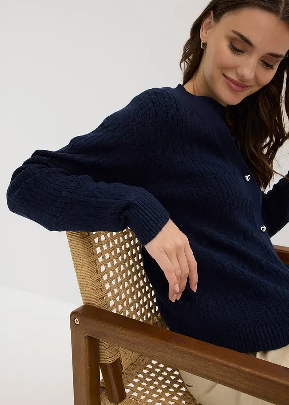 Finstrikket cardigan i viskosemiks, bonprix