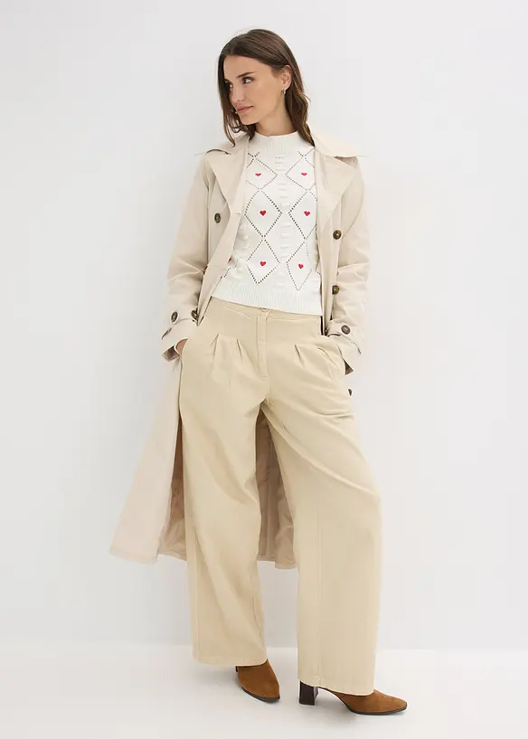 Genser med hullm&oslash;nster av bomullsmiks, bonprix